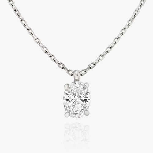 1 Carat Oval Tektaş Pırlanta Kolye ön görünüm