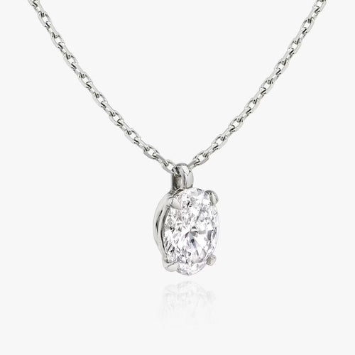 1 Carat Oval Tektaş Pırlanta Kolye yan görünüm