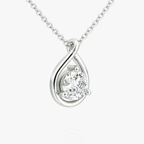 5 Carat Damla Tasarım Tektaş Pırlanta Kolye yan görünüm