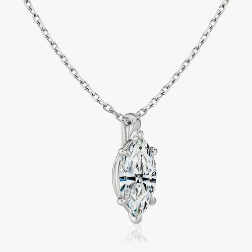 2 Carat Markiz Tektaş Pırlanta Kolye yan görünüm